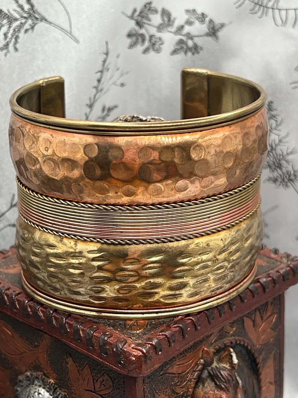 Hammered Mixed Metal Cuff Bracelet — Copper & Brass